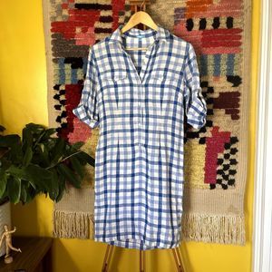 J.Laughlin Linen Gingham Polo Shift Dress
